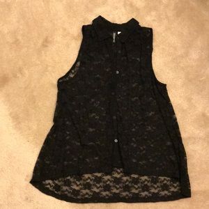 H&M lace sleeveless blouse hi low style sz 4